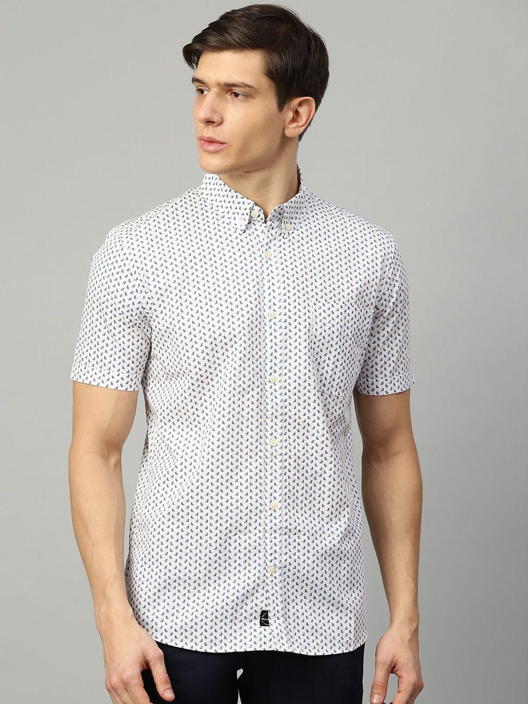 matinique men white regular fit printed casual shirt