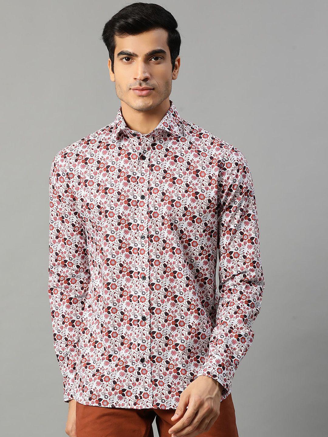 matinique men white slim fit floral opaque printed casual shirt