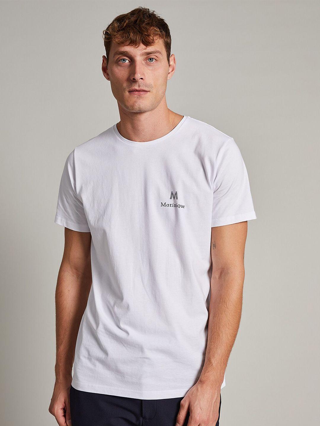 matinique men white solid cotton t-shirt