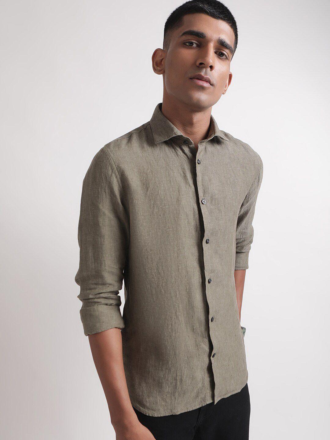 matinique spread collar linen casual shirt