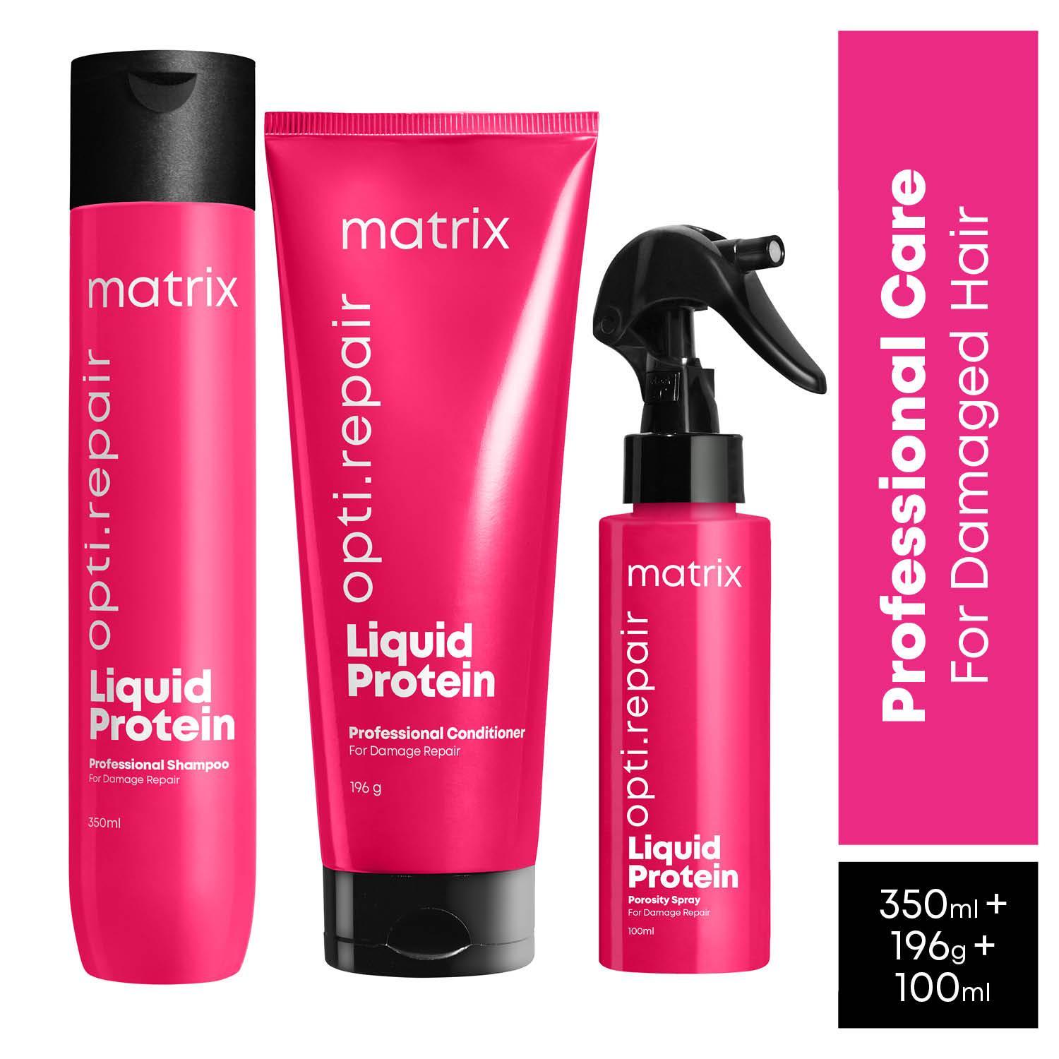 matrix opti.repair professional haircare with proteins for damaged hair (350 ml+196 g+100 ml) combo