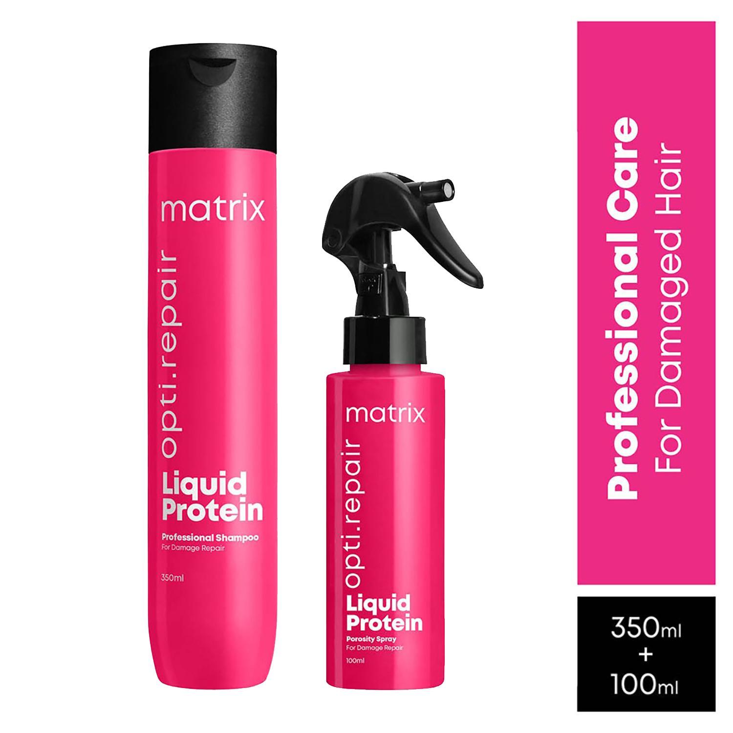 matrix opti.repair professional shampoo and porosity spray regime for damaged hair (350 ml + 100 ml)