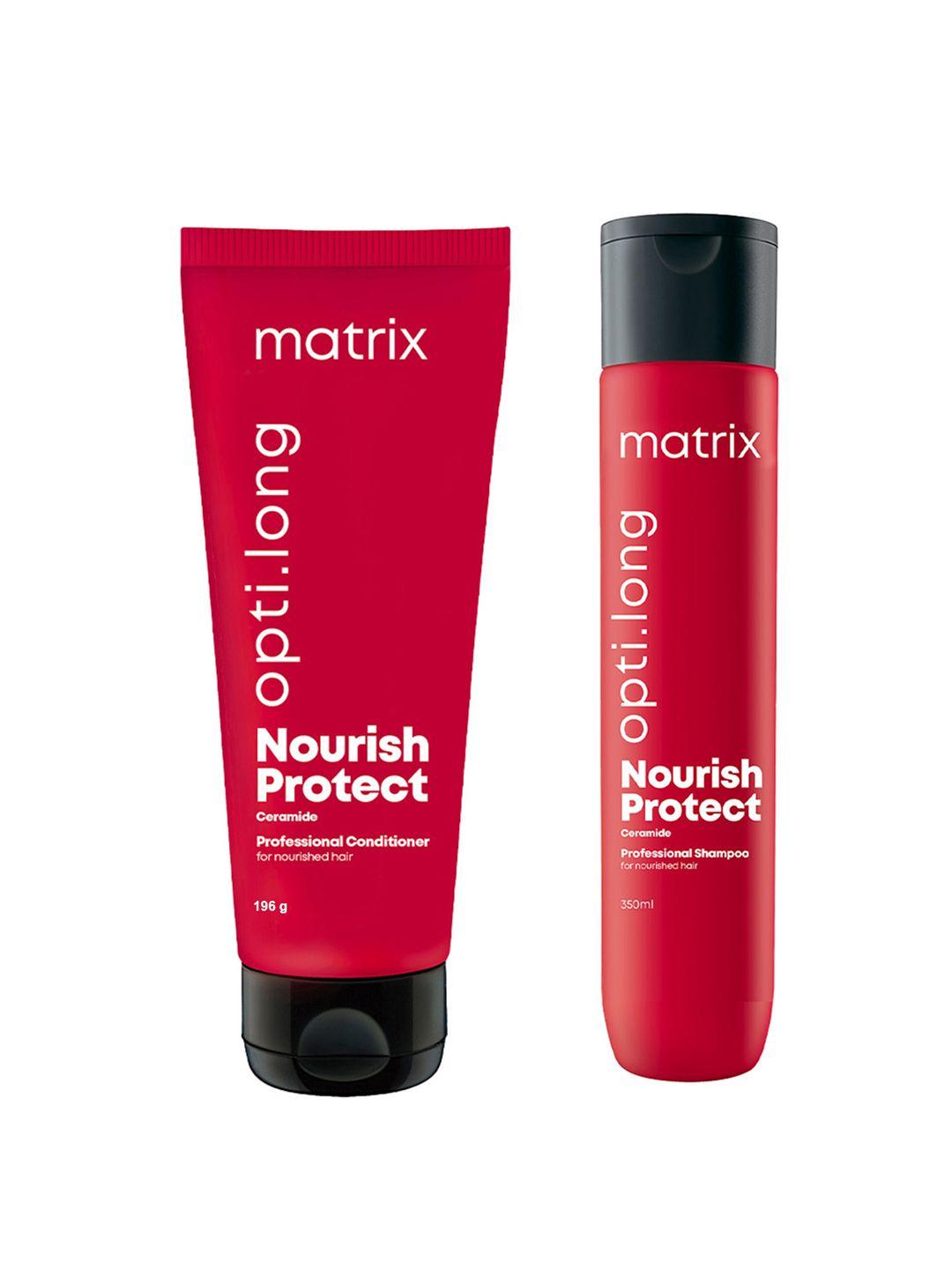 matrix set of opti long shampoo 350 ml + conditioner 196 g with ceramides for dull hair