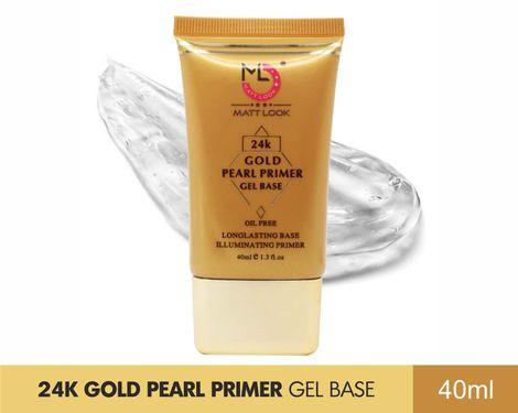 matt look 24k gold pearl primer gel base, oil free & longlasting (40ml)