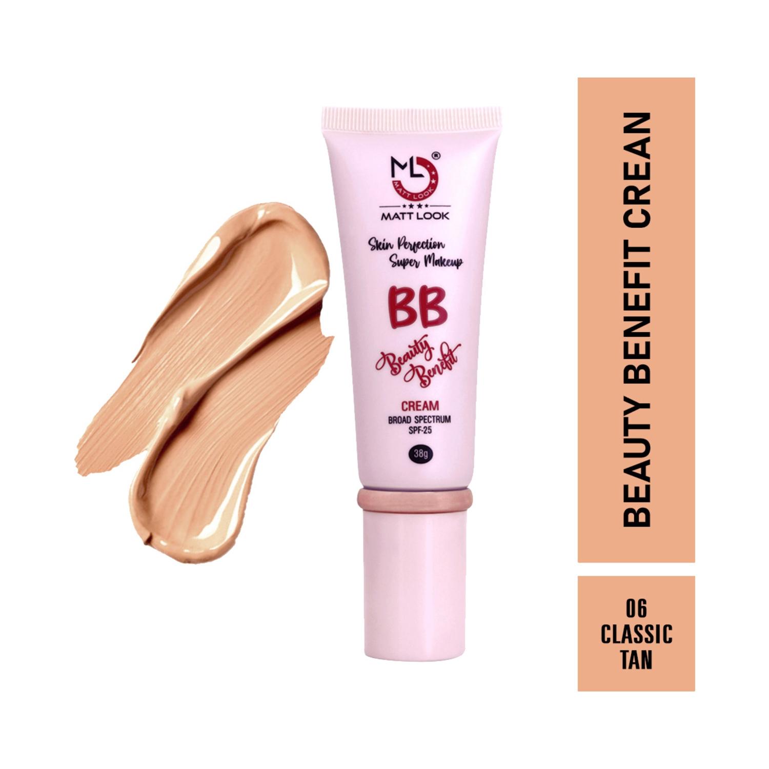 matt look skin perfection super makeup bb beauty benefit cream with spf 25 - 06 classic tan (38g)