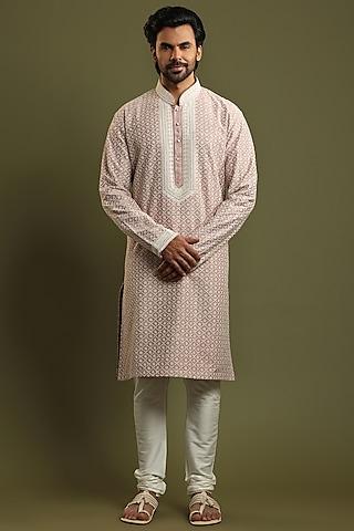 matte mauve embroidered kurta set