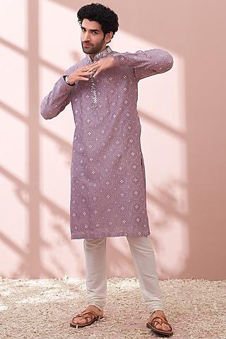 matte mauve embroidered kurta set