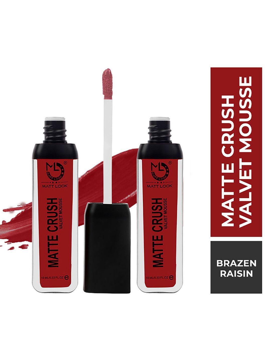 mattlook matte crush velvet mousse lipstick - brazen raisin 10ml (pack of 2)