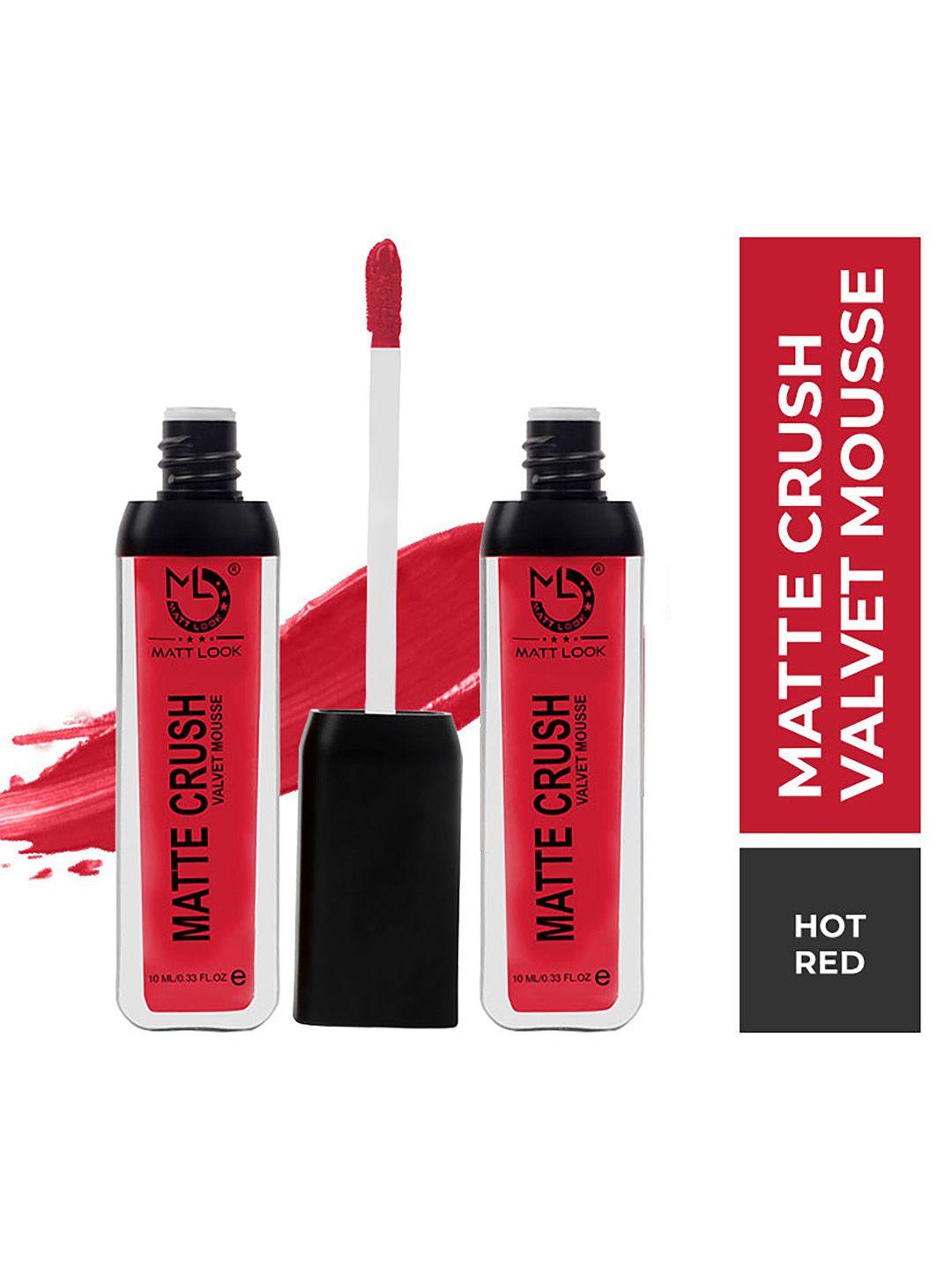 mattlook matte crush velvet mousse lipstick - hot red (pack of 2)