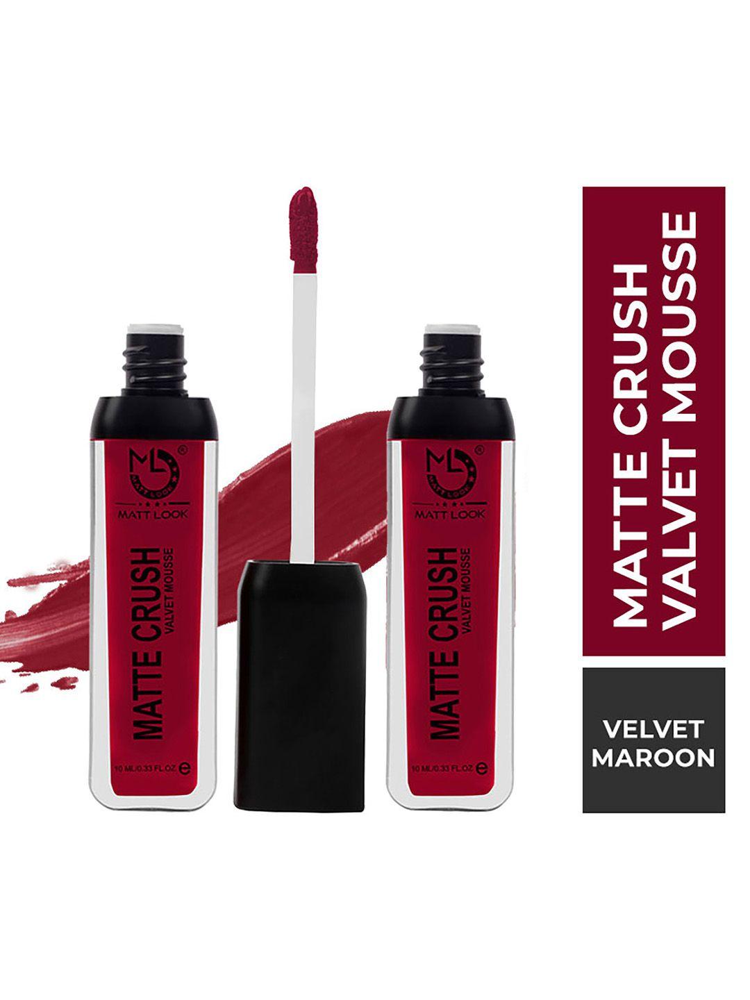 mattlook matte crush velvet mousse maroon lipstick - 10ml (pack of 2)