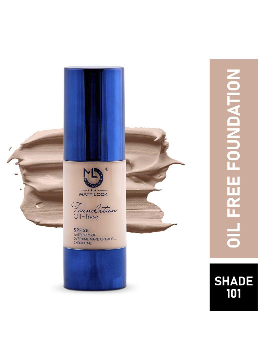 mattlook shade-101 oil-free & waterproof foundation with spf-25 30ml