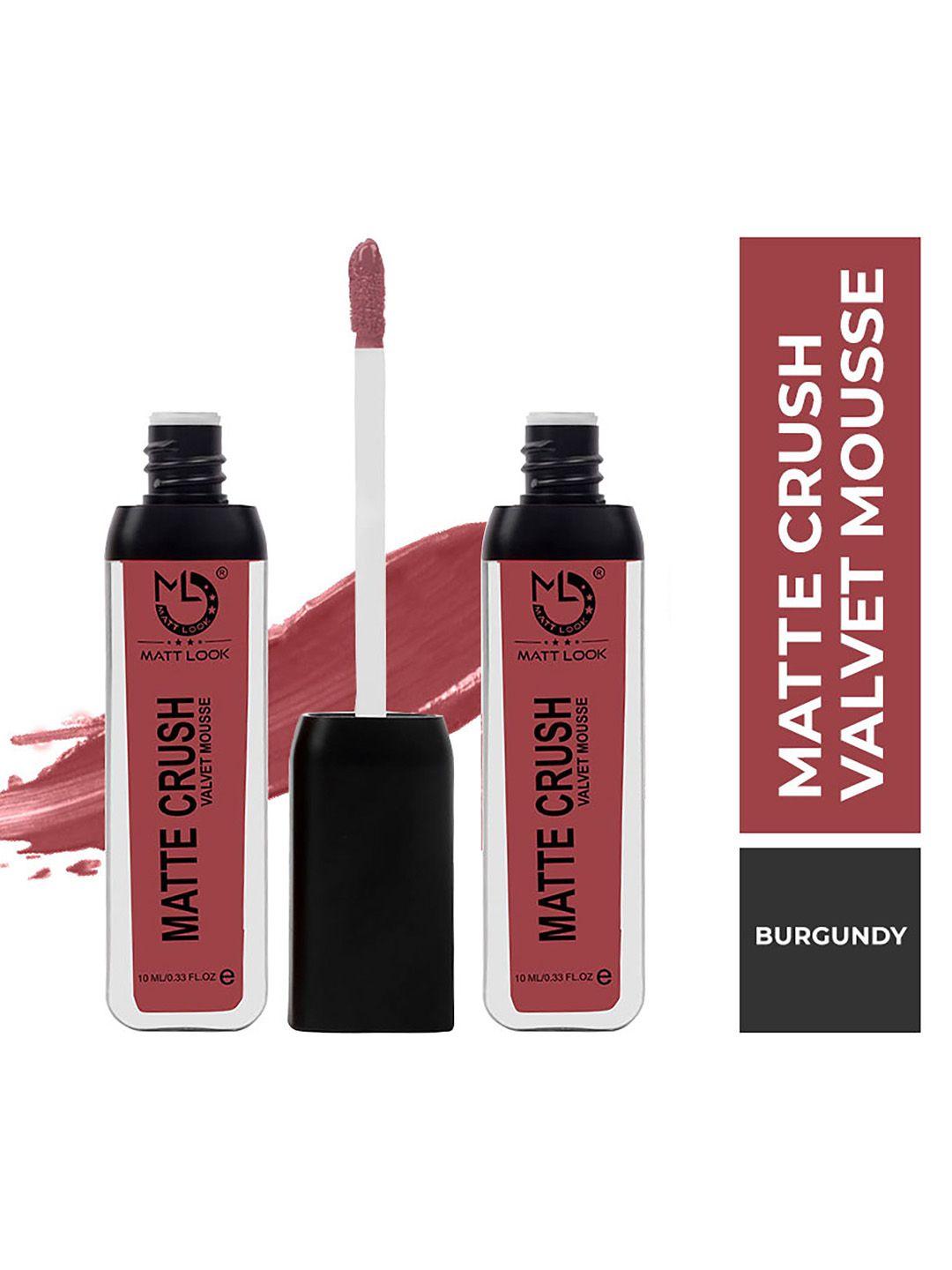 mattlook women burgundy matte crush velvet mousse lipstick burgundy (pack of 2)