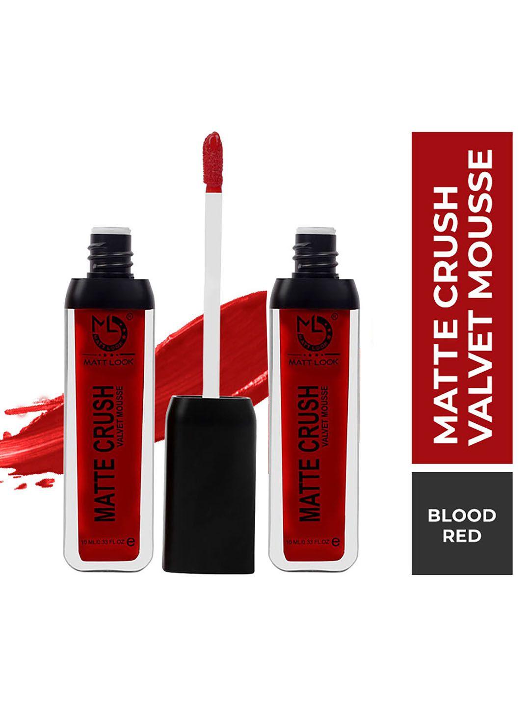 mattlook women matte crush velvet mousse lipstick blood red 10ml (pack of 2)