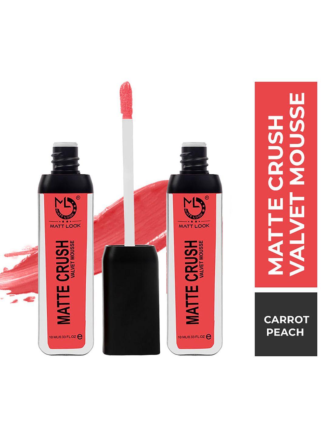 mattlook women matte crush velvet mousse lipstick carrot peach (pack of 2)