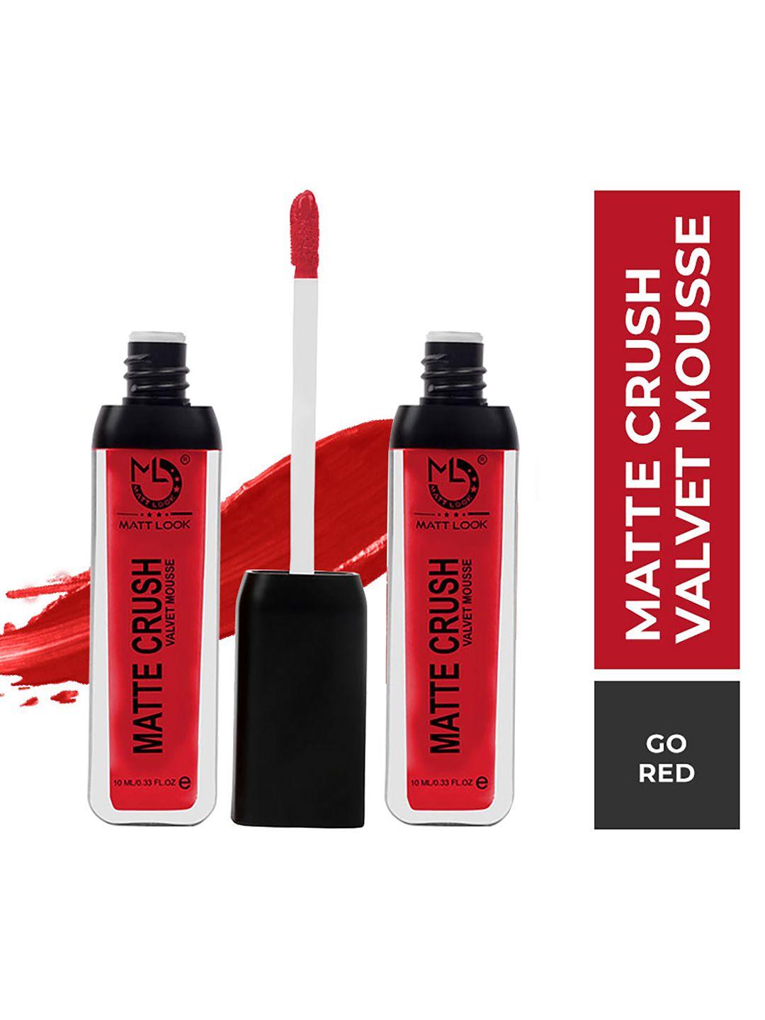 mattlook women matte crush velvet mousse lipstick go red 10ml (pack of 2)