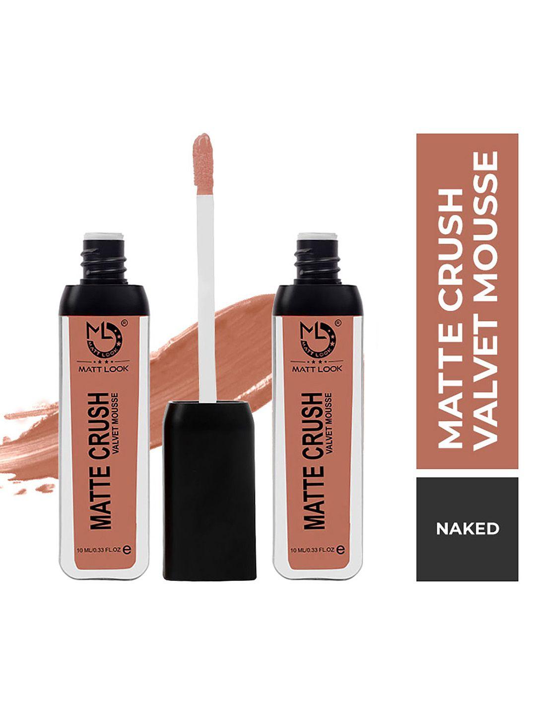 mattlook women matte crush velvet mousse lipstick naked 10ml (pack of 2)