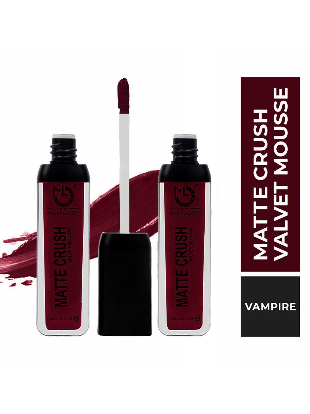 mattlook women matte crush velvet mousse lipstick vampire 10ml (pack of 2)