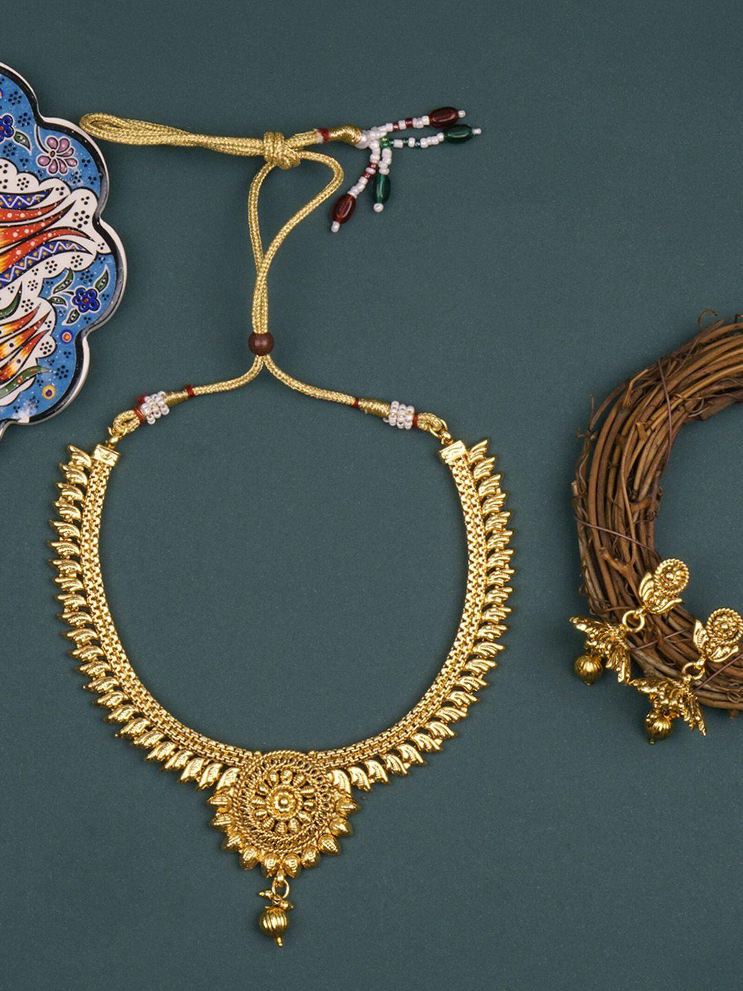 matushri art gold-plated textured choker jewellery set