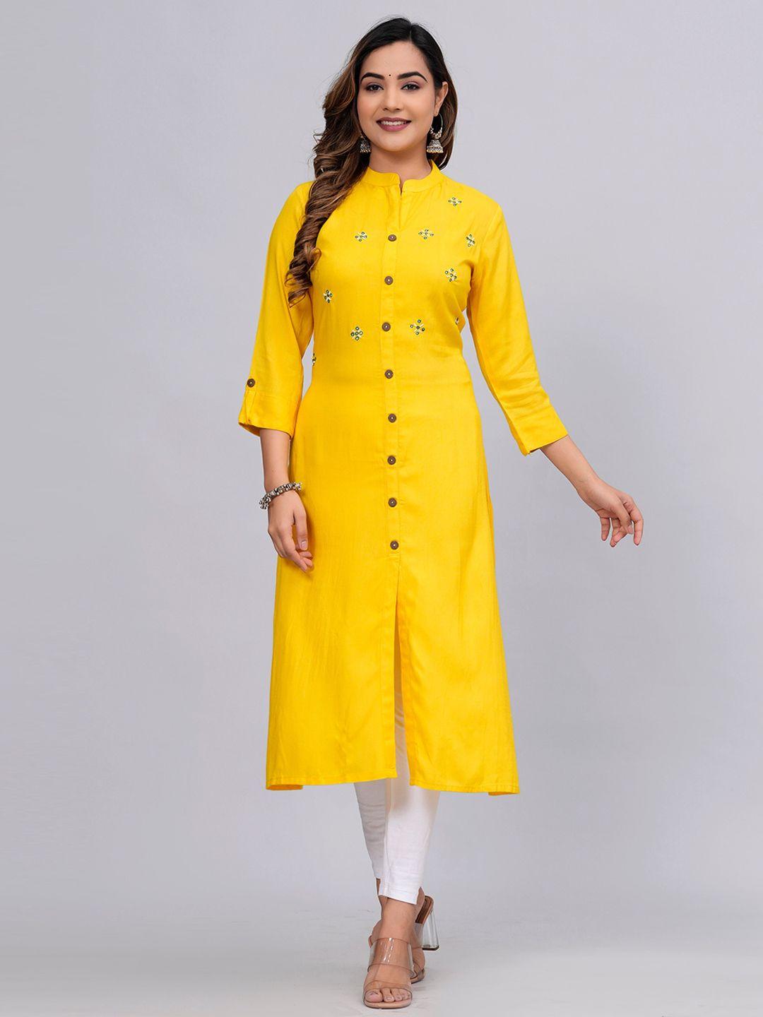 mauka equined embellished mandarin collar regular a-line kurta