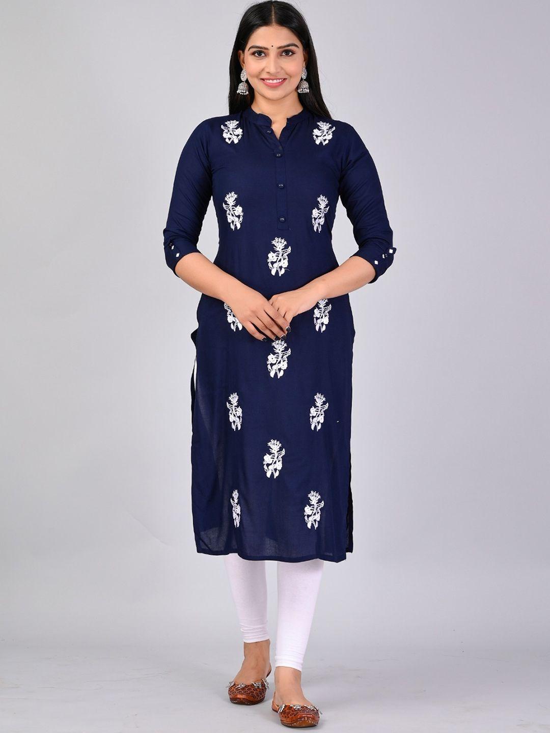 mauka floral embroidered straight kurta