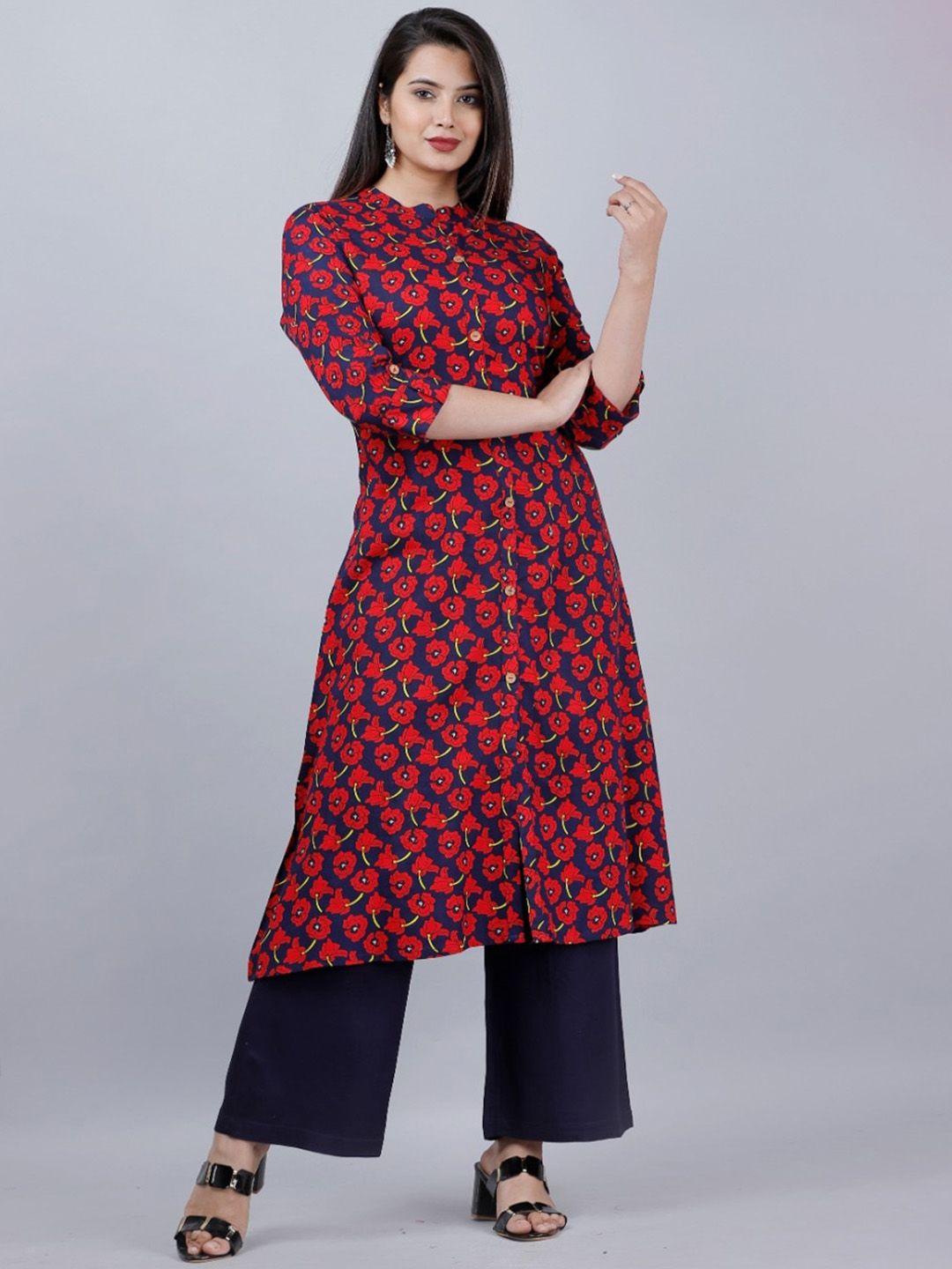 mauka floral printed a-line kurta with palazzos