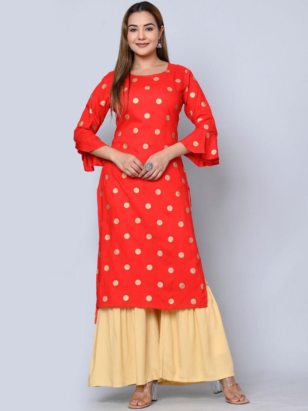 mauka geometric printed regular kurta with sharara