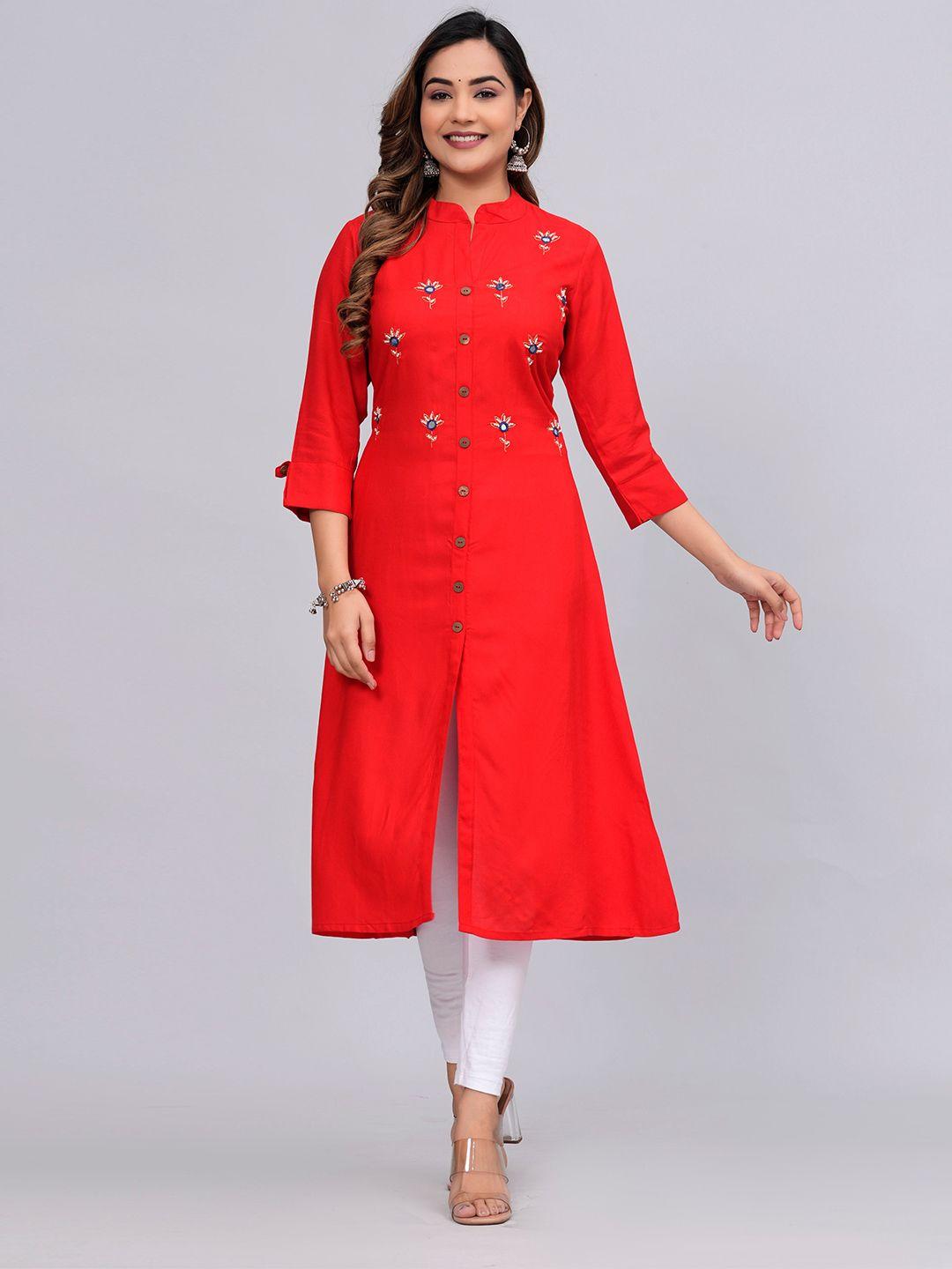 mauka sequined embellished mandarin collar regular a-line kurta