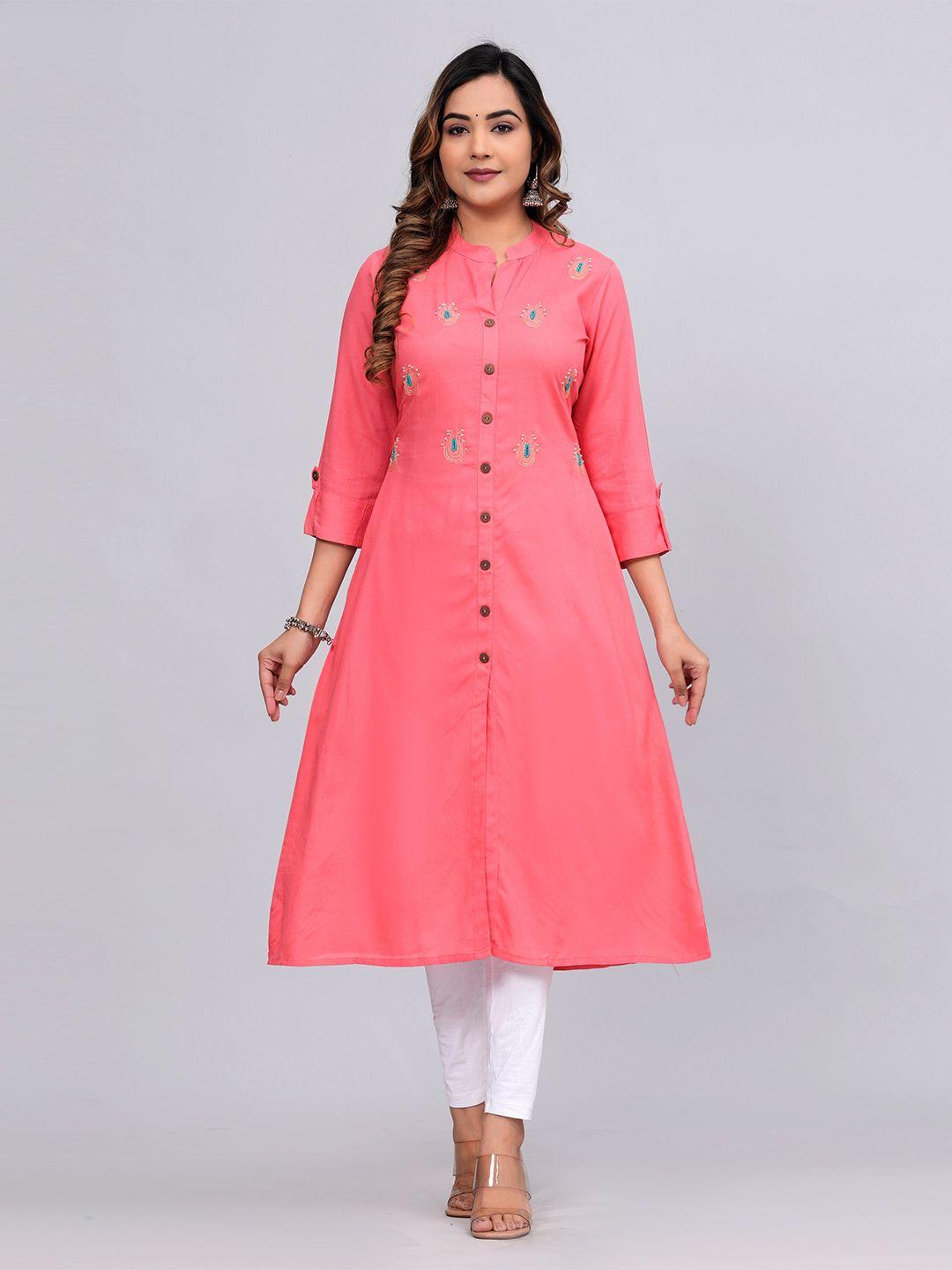 mauka sequined embellished mandarin collar regular a-line kurta