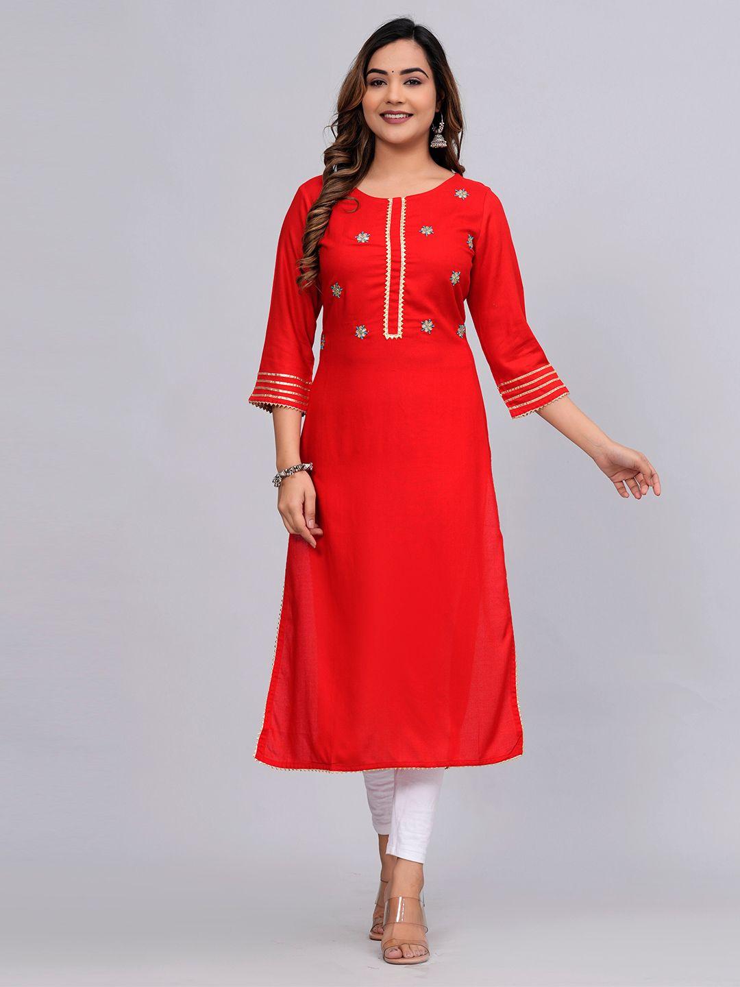 mauka sequined embellished round neck regular straight kurta