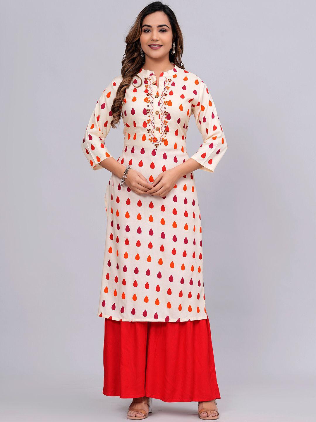 mauka women beige regular kurta with sharara