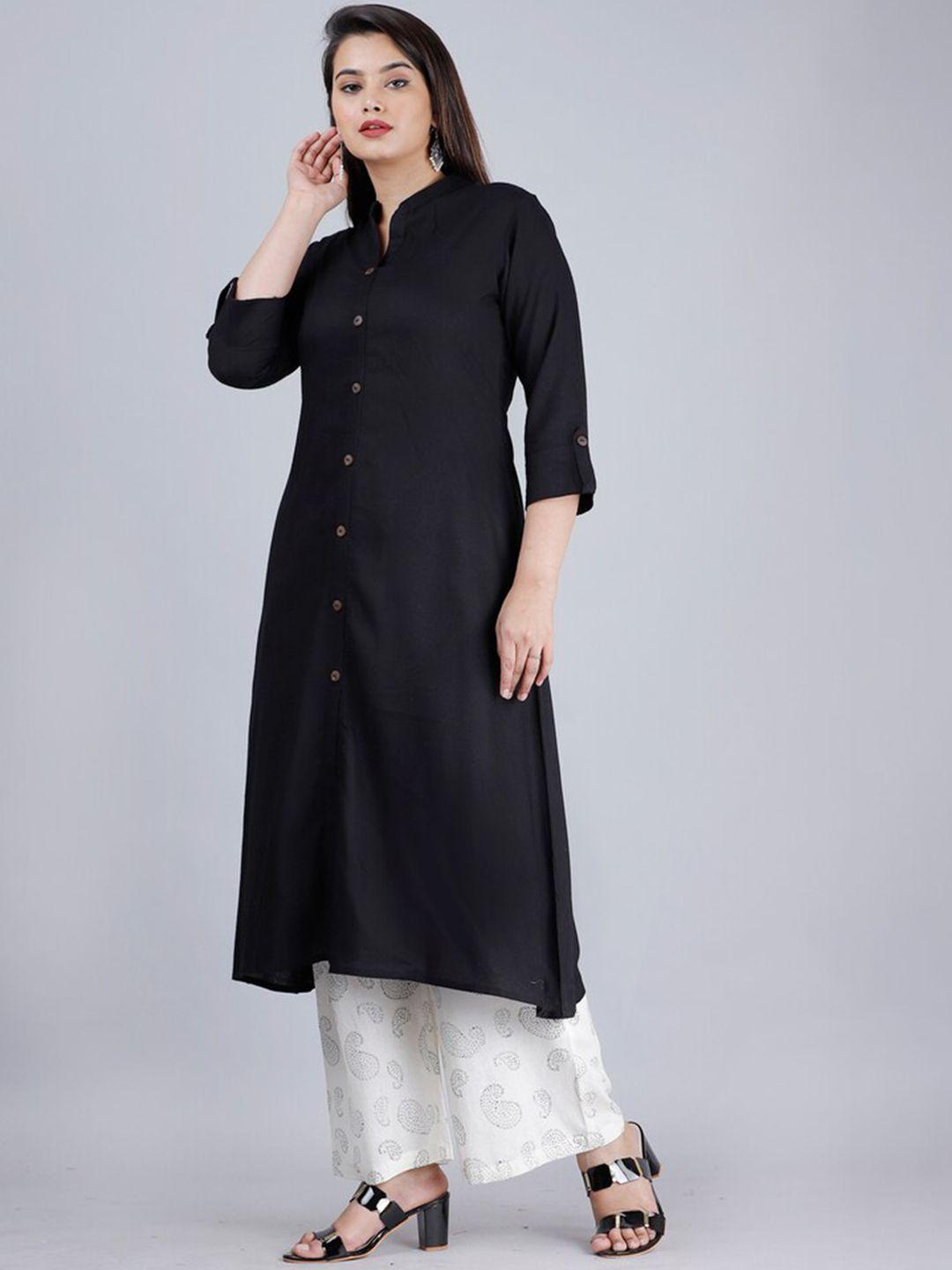 mauka women black panelled kurta with palazzos