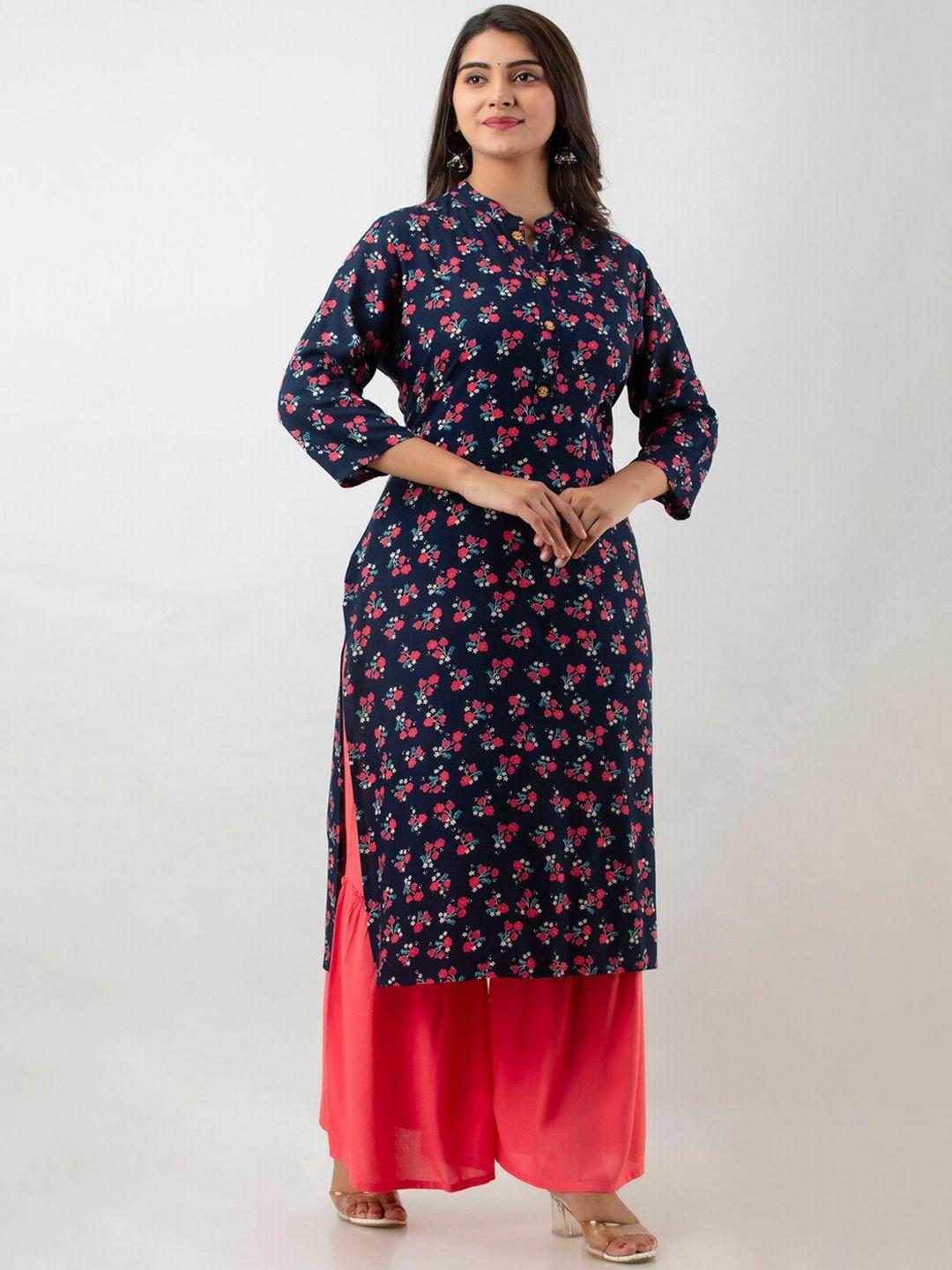 mauka women floral printed kurta with sharara