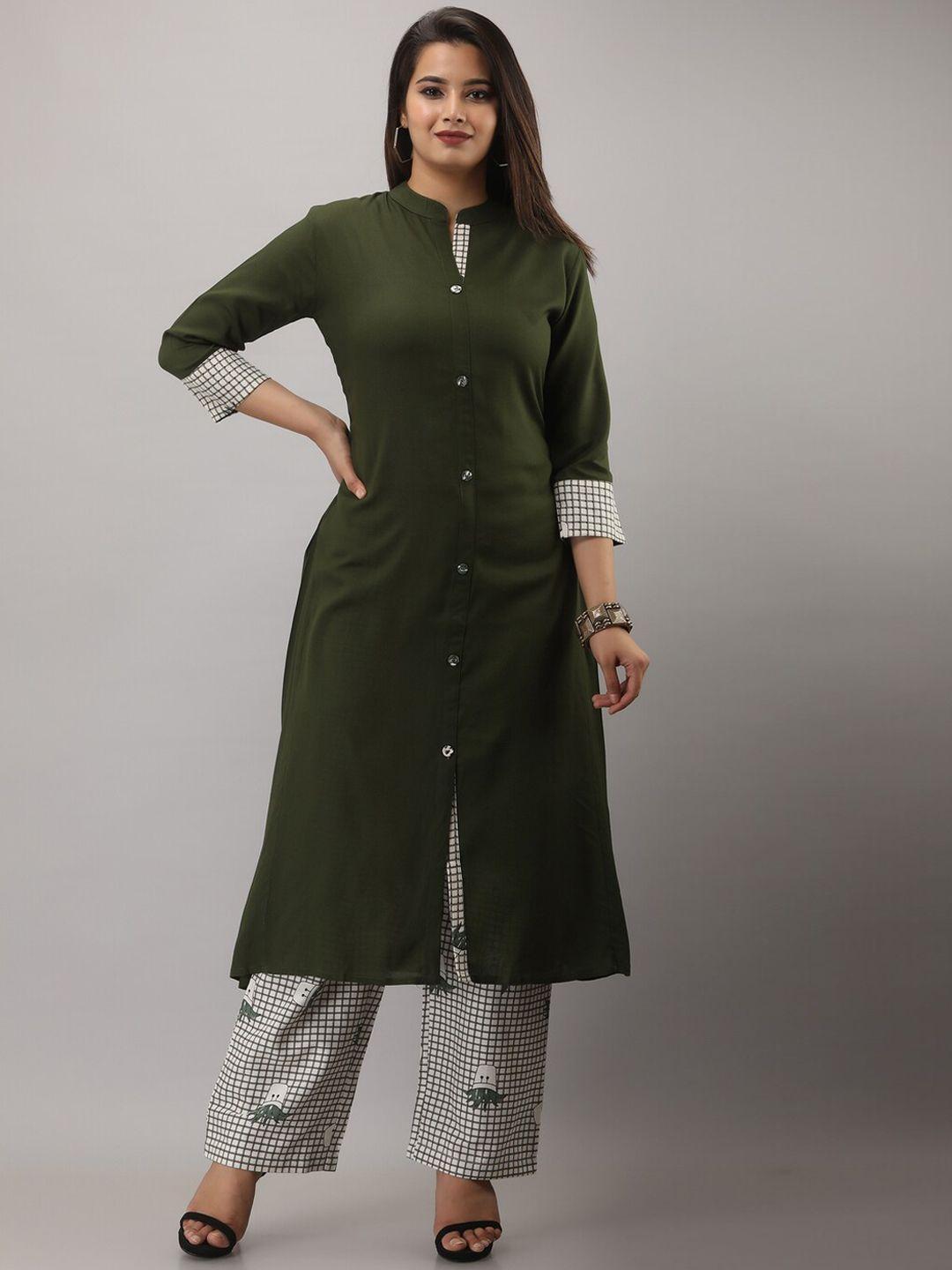 mauka women green kurta with palazzos