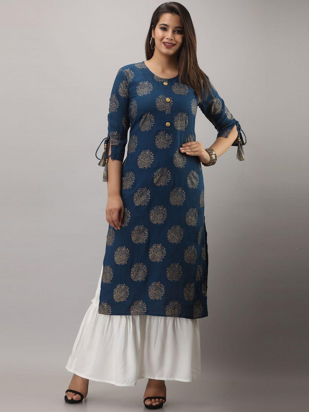 mauka women navy blue kurti with sharara