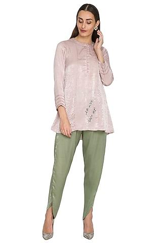 mauve embroidered short tunic with dhoti pants