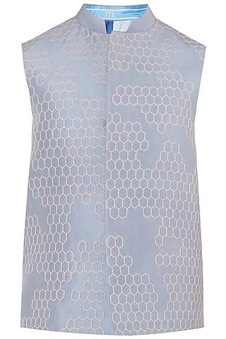 mauve honeycomb embroidered waistcoat
