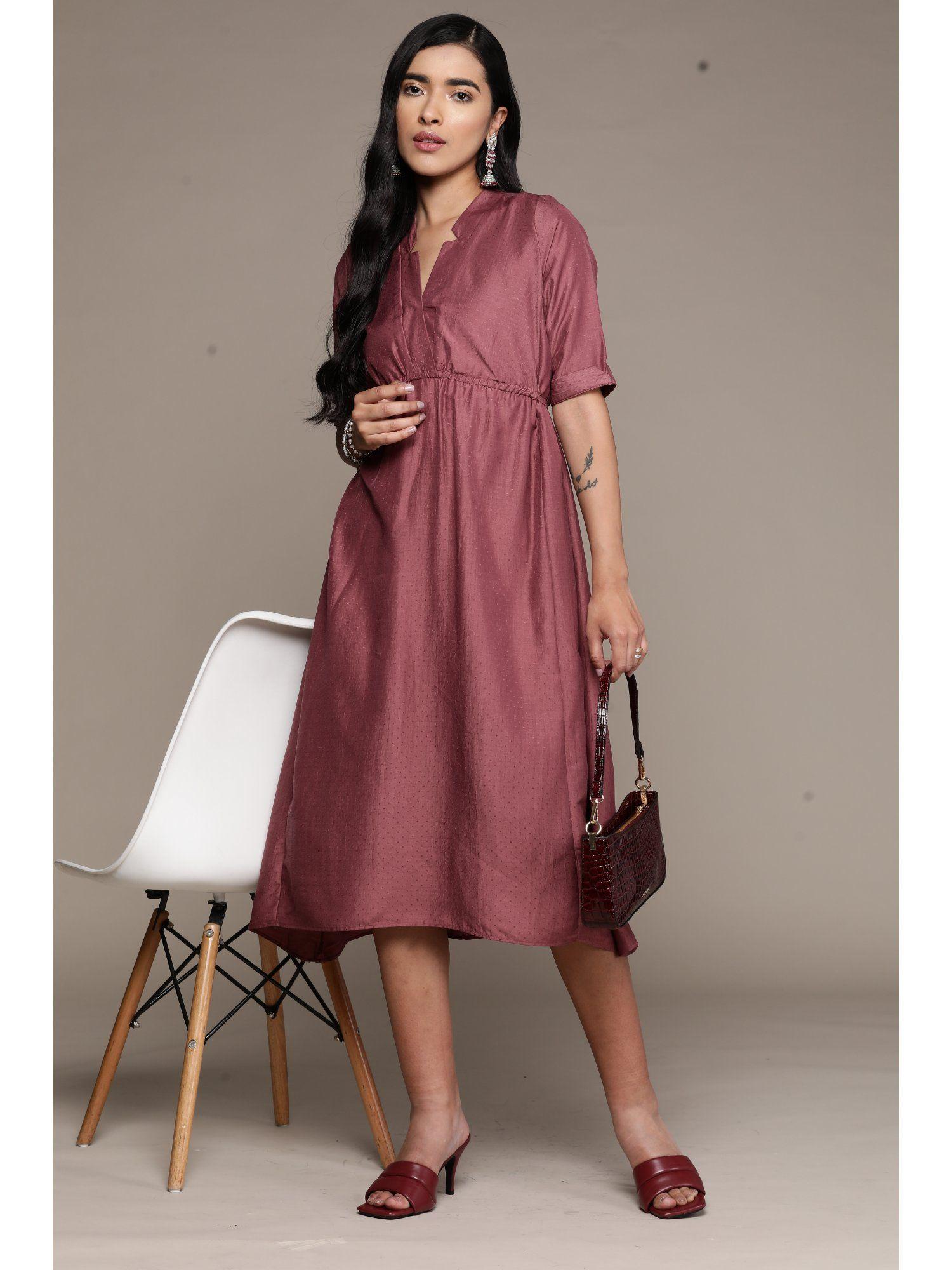 mauve a-line long dress