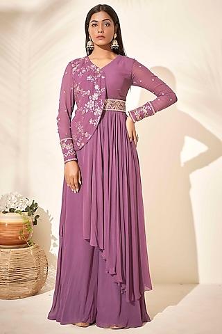 mauve asymmetrical tunic set