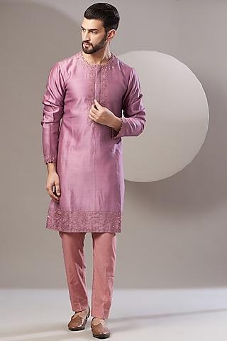 mauve chanderi handloom kurta set