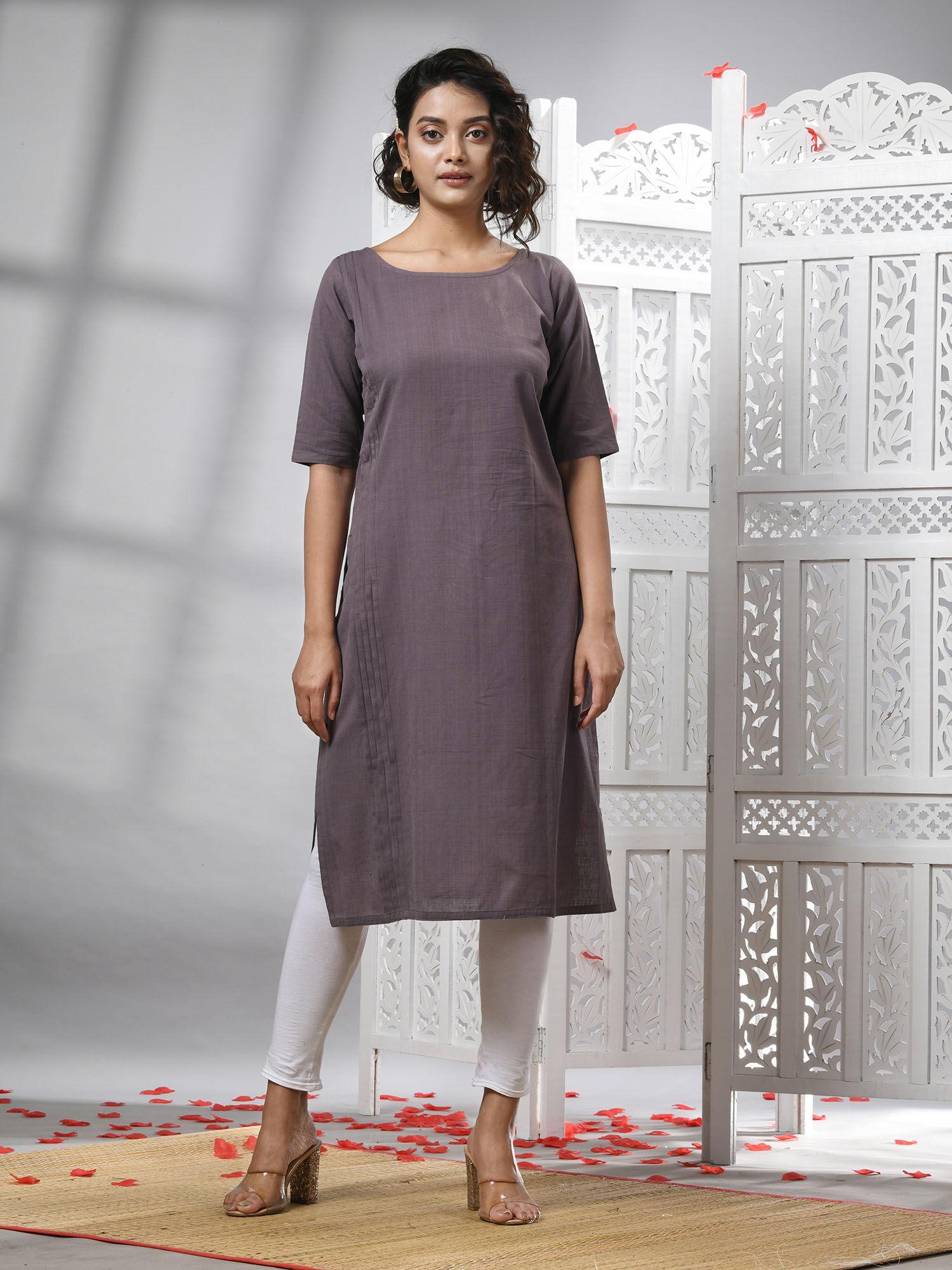 mauve cotton handwoven kurti