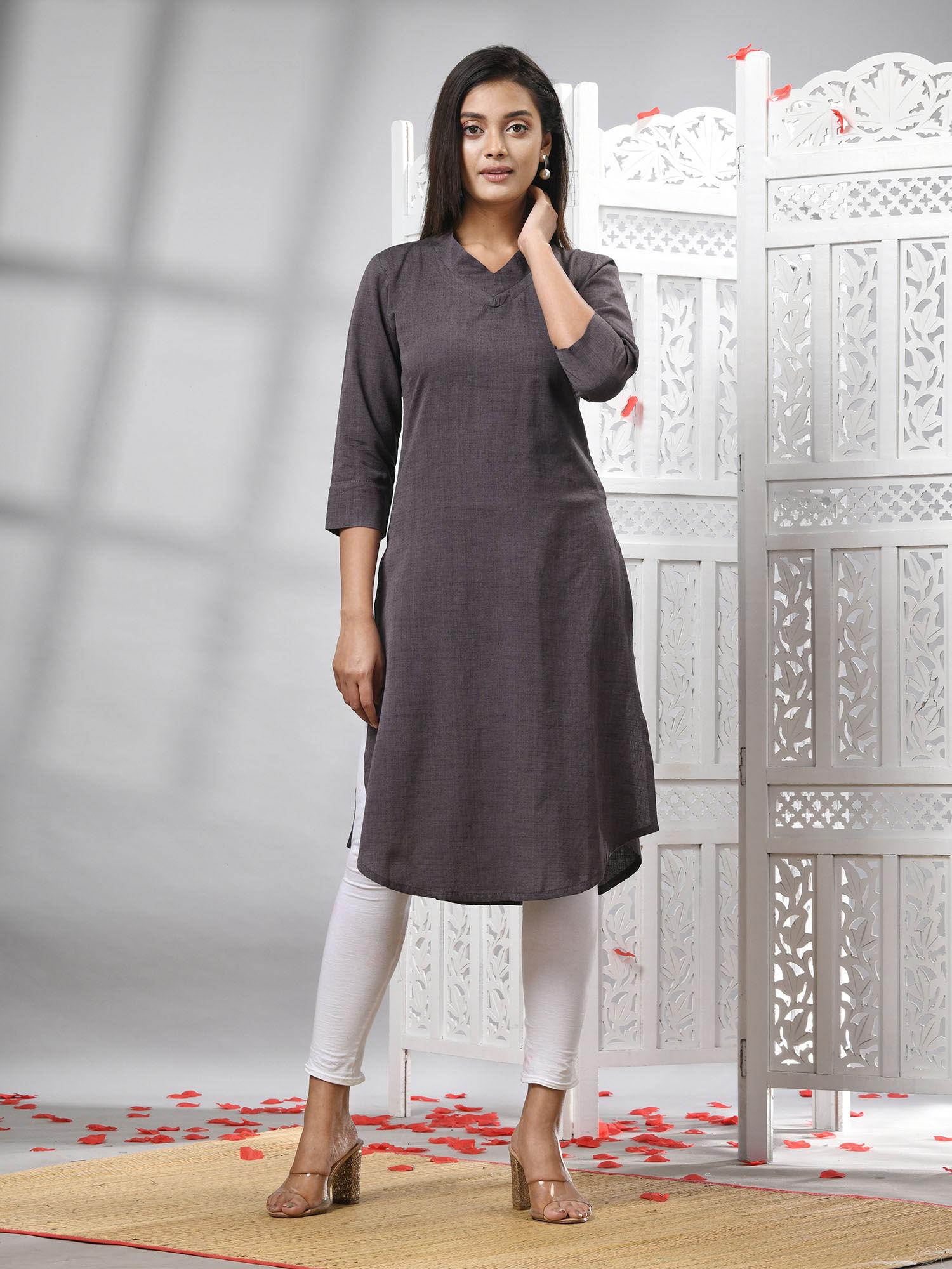 mauve cotton handwoven kurti