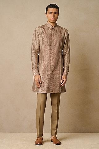 mauve dupion silk & suiting embroidered kurta set