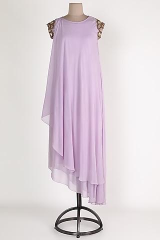 mauve embellished asymmetric tunic