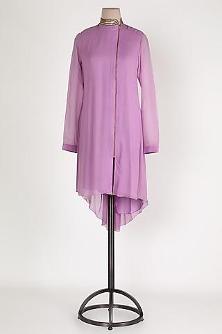 mauve embellished high-low tunic