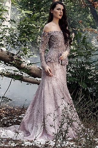 mauve embellished lehenga set