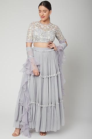 mauve embroidered lehenga set