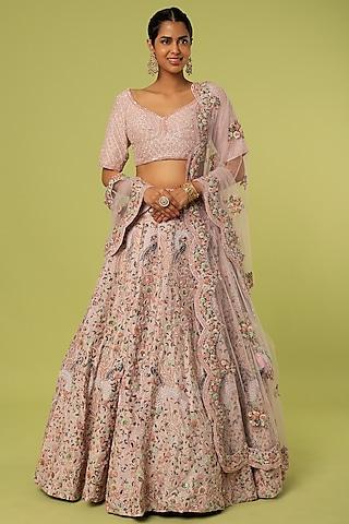 mauve embroidered lehenga set