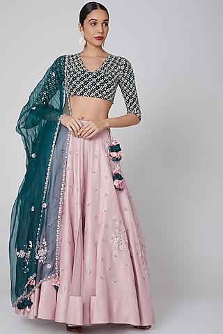 mauve embroidered lehenga set