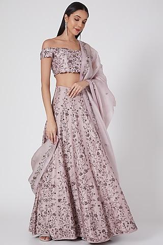 mauve embroidered lehenga set