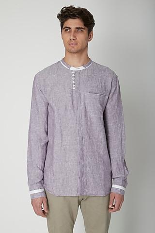 mauve embroidered linen shirt